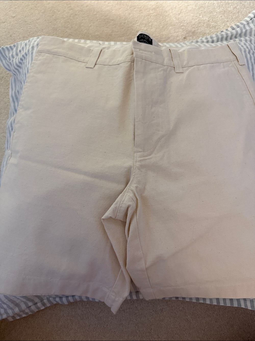 J. Crew Men’s Cream Straight-Front Canvas Shorts